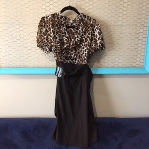 Leopard and black cocktail dress